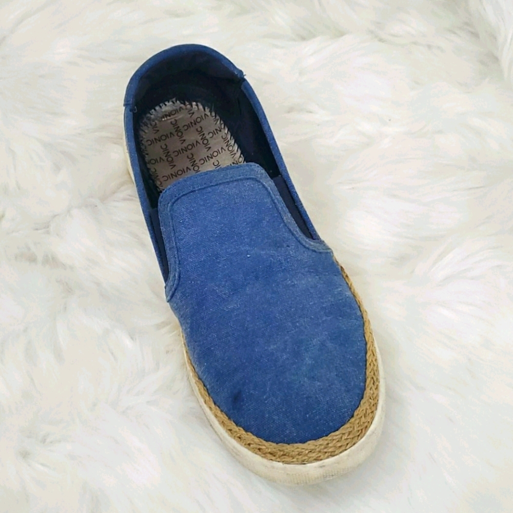 Vionic slip on shoes blue espadrilles canvas women flat size 8.5